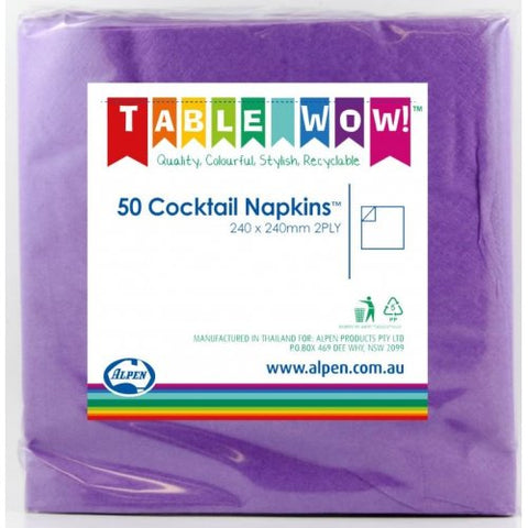 Napkins COCKTAIL Purple 50pk #AP380085