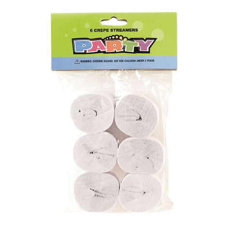 Crepe STREAMER Rolls 6 x 10m WHITE #FS489017