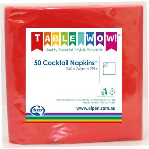Napkins COCKTAIL Red 50pk #AP380077