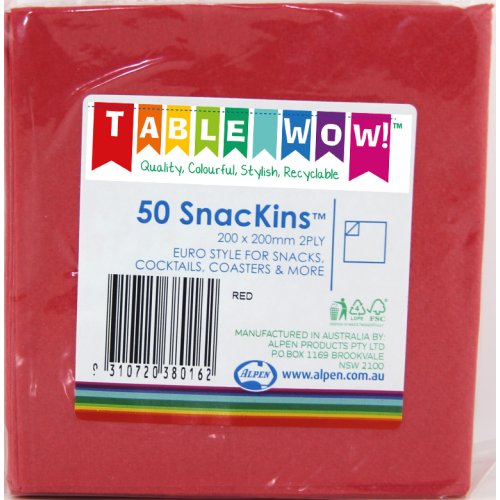 SNACKIN Napkins RED 50 Pack #A380016