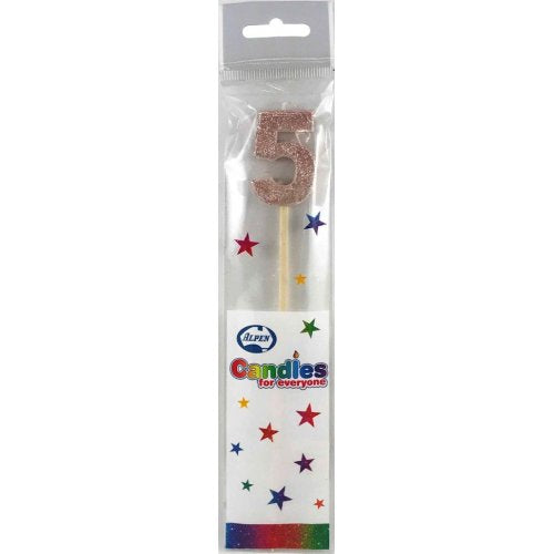 Long Stick Candle FIVE Rose Gold #447755 Each