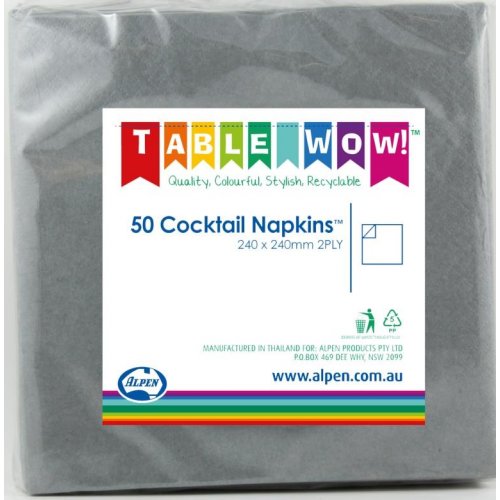 Napkins COCKTAIL Silver 50pk #AP380078