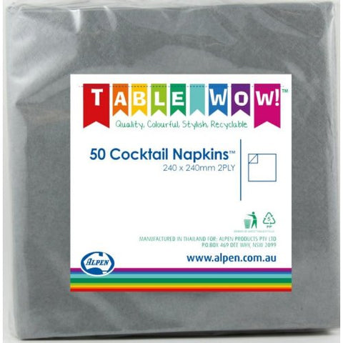 Napkins COCKTAIL Silver 50pk #AP380078