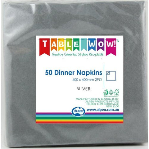 Napkins DINNER Silver 50pk #AP380219