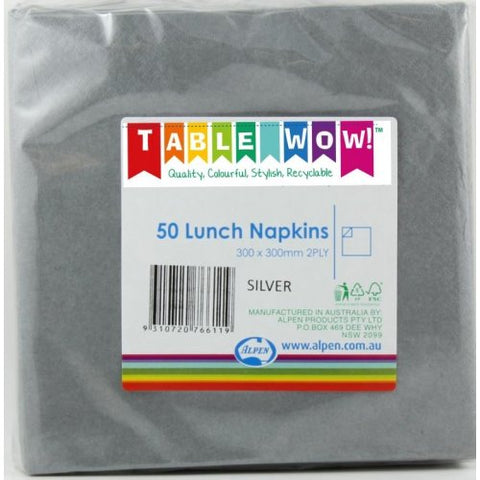 Napkins LUNCH Silver 50pk 2Ply #AP380119