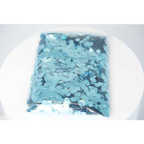 Confetti 1cm Metallic Holo LIGHT BLUE 250 grams #HA1238043 - Resealable Bag