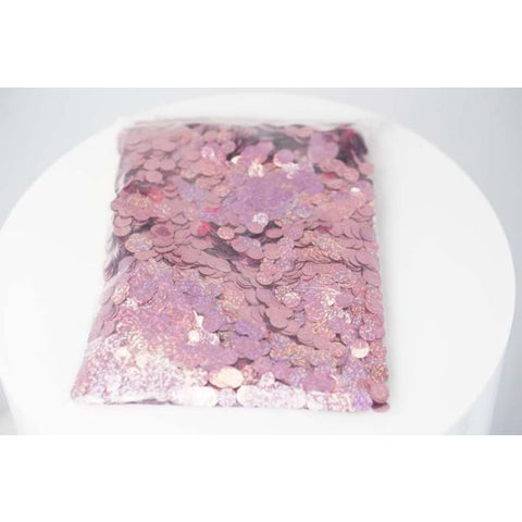 Confetti 1cm Metallic Holo LIGHT PINK 250 grams #1238042 - Resealable Bag
