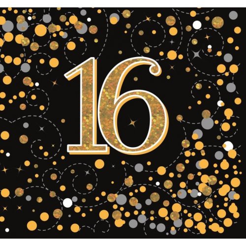 Sparkling Fizz BLACK 16th Napkins 33cm #AP635944