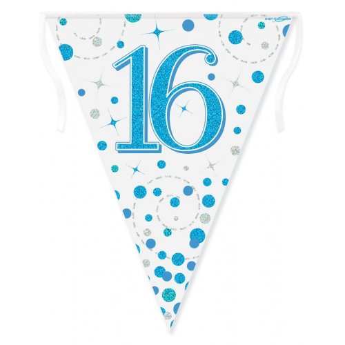 Flag Bunting Spkle Fizz Blue B'DAY 16 #OT632332