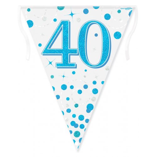 Flag Bunting Spkle Fizz Blue B'DAY 40 #OT632387
