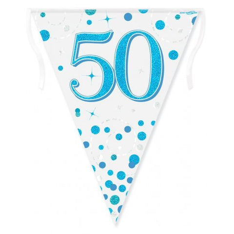 Flag Bunting Spkle Fizz Blue B'DAY 50 #OT632394