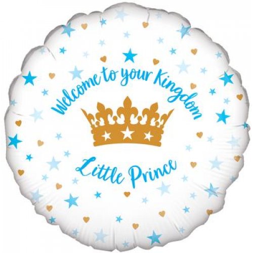 45cm Round Foil Balloon Welcome Little PRINCE #AP210824 - Each (Pkgd.)