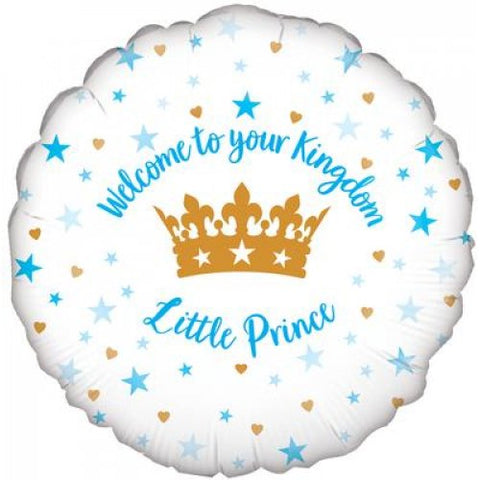 45cm Round Foil Balloon Welcome Little PRINCE #AP210824 - Each (Pkgd.)