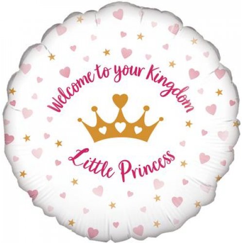 45cm Round Foil Balloon Welcome Little PRINCESS #AP210823 - Each (Pkgd.)