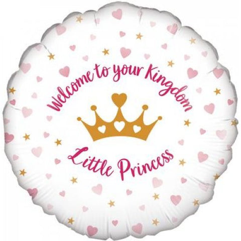45cm Round Foil Balloon Welcome Little PRINCESS #AP210823 - Each (Pkgd.)