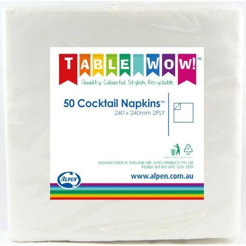 Napkins COCKTAIL White 50pk #AP380071
