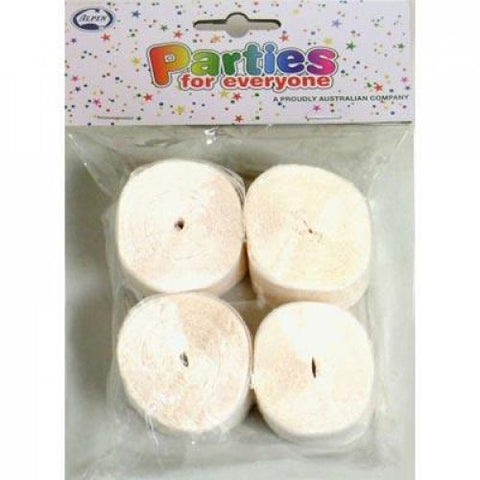 Crepe Streamer WHITE 4 Pack 35mm x 10m #AP510011