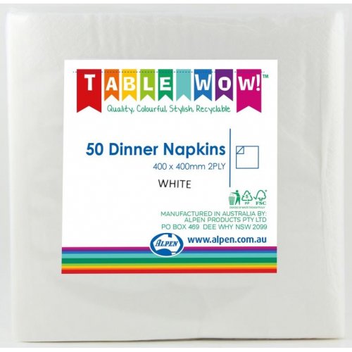 Napkins DINNER White 50pk #AP380201
