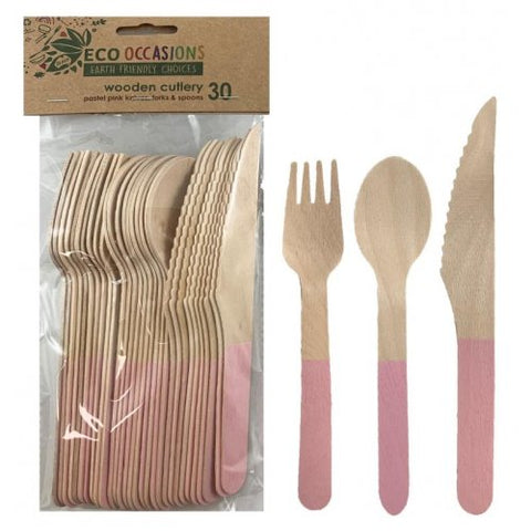 Wooden Cutlery Set LIGHT PINK P30 #AP401213