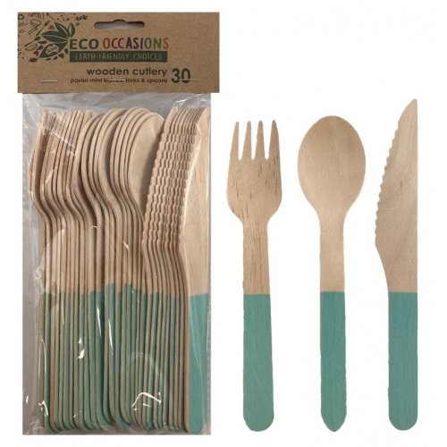 Wooden Cutlery Set MINT P30 #AP401215