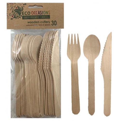 Wooden Cutlery Set NATURAL P30 #AP401200