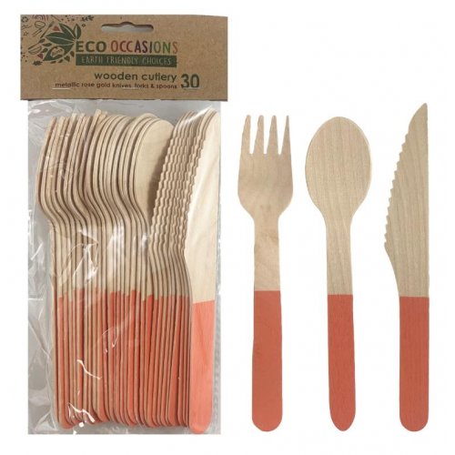 Wooden Cutlery Set ROSE GOLD P30 #AP401210