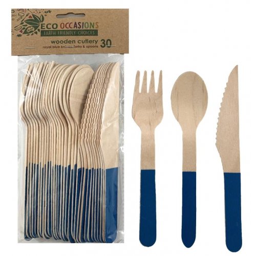 Wooden Cutlery Set ROYAL BLUE P30 #AP401216