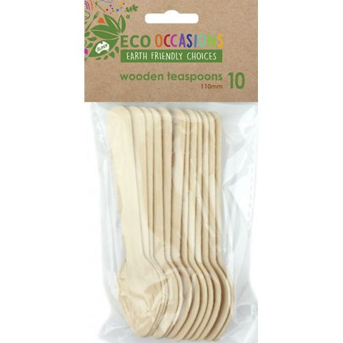 Wooden TEASPOON 110mm Pack of 10 #AP460579