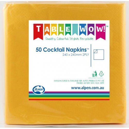Napkins COCKTAIL Yellow 50pk #AP380080