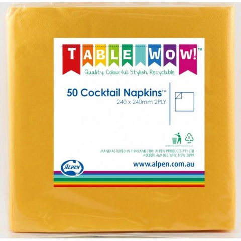 Napkins COCKTAIL Yellow 50pk #AP380080