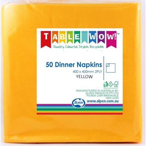 Napkins DINNER Yellow 50pk #AP380225