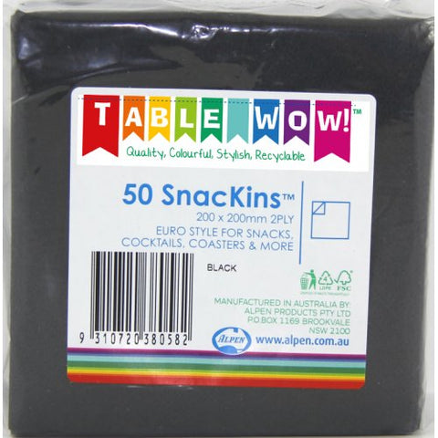 SNACKIN Napkins BLACK 50 Pack #A380058