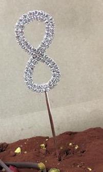 4.5cm Cake TOPPER Silver Rhinestone #EIGHT #CT-NUM-8