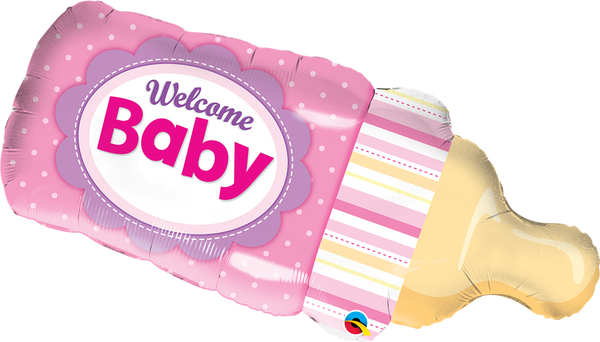 98cm Shape Foil Welcome Baby Bottle Pink SW #16470 - Each (pkgd.)