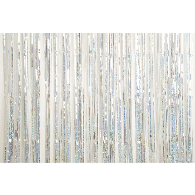 XL Foil CURTAIN 1m x 2.4m Holo SILVER #1245025