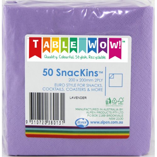 SNACKIN Napkins LAVENDER 50 Pack #A380013