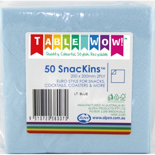 SNACKIN Napkins LIGHT BLUE 50 Pack #A380007