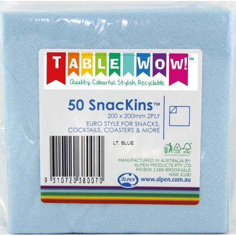 SNACKIN Napkins LIGHT BLUE 50 Pack #A380007