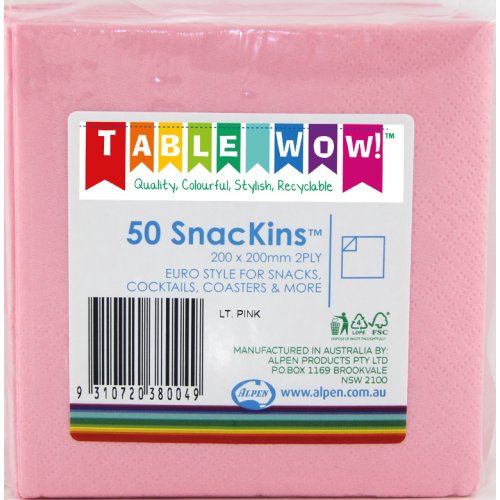 SNACKIN Napkins LIGHT PINK 50 Pack #A380004