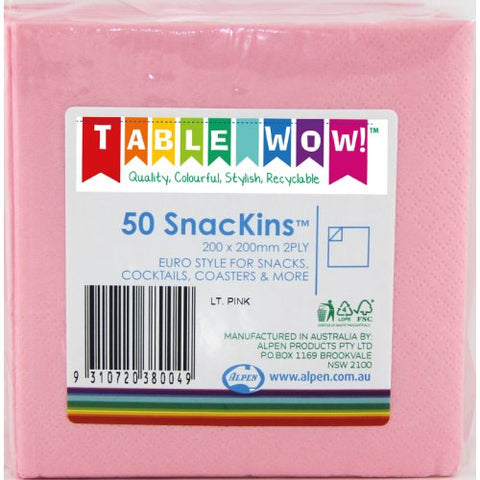 SNACKIN Napkins LIGHT PINK 50 Pack #A380004