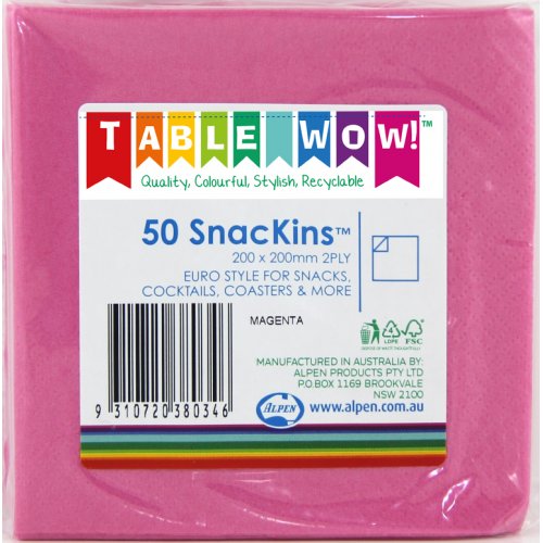 SNACKIN Napkins MAGENTA 50 Pack #A380034