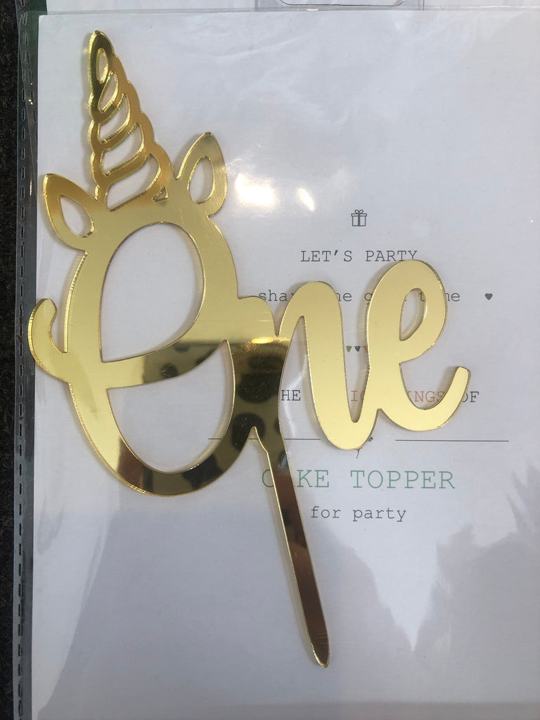 Cake Topper 'ONE' Gold 1pk #PMYM1022-18