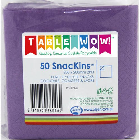 SNACKIN Napkins PURPLE 50 Pack #A380046
