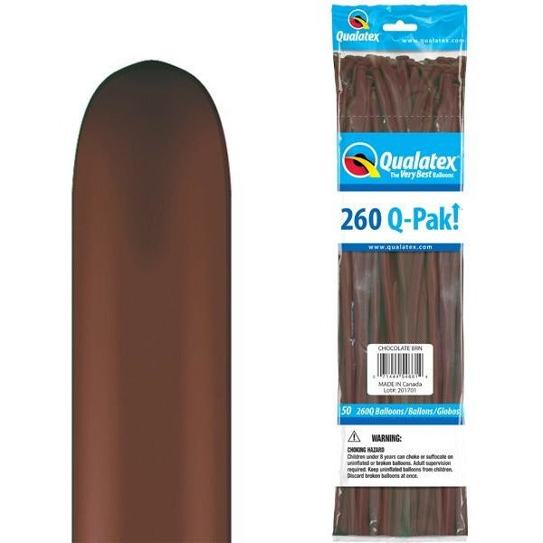 260Q Q-Pak Chocolate Brown Qualatex Plain Latex #54661 - Pack of 50