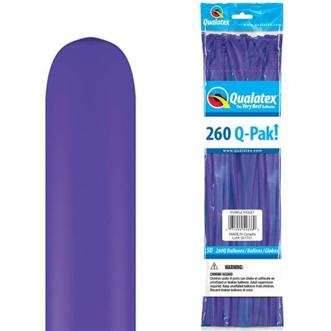 260Q Q-Pak Purple Violet Qualatex Plain Latex #54666 - Pack of 50