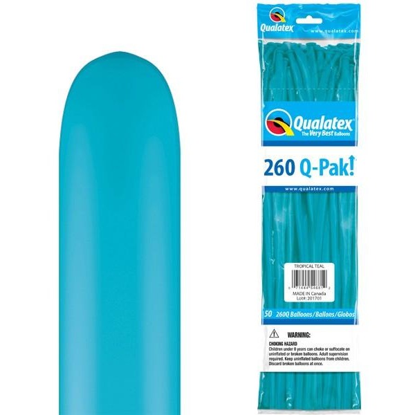 260Q Q-Pak Tropical Teal Qualatex Plain Latex #54681 - Pack of 50