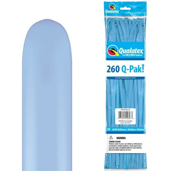 260Q Q-Pak Neon Blue Qualatex Plain Latex #54697 - Pack of 50