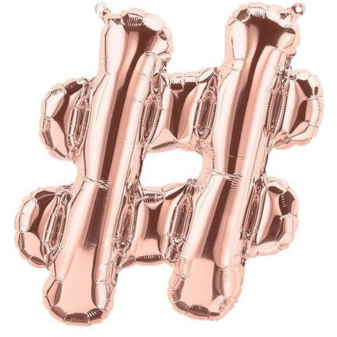 41cm Symbol Hashtag # Rose Gold - Air Fill - Northstar Foil Balloon #3001373 - Each (Pkgd.)