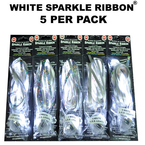 Sparkle Ribbon WHITE 5 pack #SLSparkleribbonW
