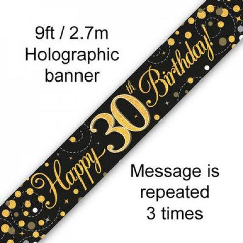 2.7m BANNER Sparkle Fizz BLACK 30th BDAY #AP109503